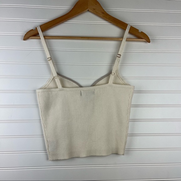 Trendy Cream Knit Sweater Crop Tank Faux Corset Top - Picture 5 of 9